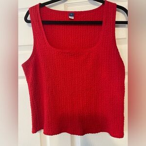 Old Navy Red Textured Scoop Tank Top